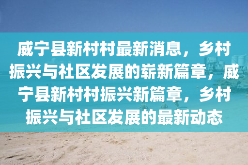 威宁县新村村最新消息，乡村振兴与社区发展的崭新篇章，威宁县新村村振兴新篇章，乡村振兴与社区发展的最新动态中山市多米克自动化设备有限公司